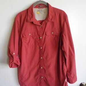 Eddie Bauer Shirt - Medium - Long Sleeve - Travex - Button Down - Rust (293)